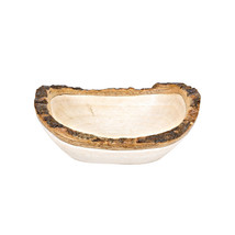 Handcrafted Mango Tree Wood with Bark Rim Small Oval-Shaped Serving Bowl - £13.88 GBP