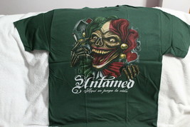 JOKER SKULL SKELETON SMOKING UNTAMED AQUI SE JUEGA LA VIDA DARK GREEN T-... - £8.88 GBP