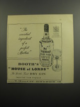 1951 Booth&#39;s House of Lords Gin Ad - The essential ingredient - £14.78 GBP