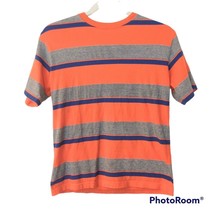 Boy's Faded Glory Orange Blue Black Striped Shirt Sleeve T-shirt Large 10/12 - £4.91 GBP