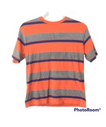 Boy&#39;s Faded Glory Orange Blue Black Striped Shirt Sleeve T-shirt Large 1... - £4.82 GBP