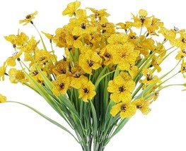 20Pcs Artificial Flowers For Outdoor Decoration, Plastic, Violets-Yellow - £29.77 GBP