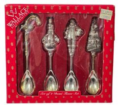 1999 Christmas Wallace Silversmiths 4 Pc. Silver Plated Demi Tasse Spoon... - $19.79