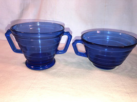 Blue Moderntone Cup And Sugar Bowl Mint Depression Glass - £12.01 GBP