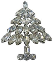 Signed Napier Rhinestones Christmas Tree Brooch Pin Jewelry Vintage 2 in... - £59.80 GBP