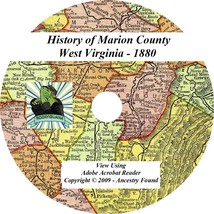 1880- MARION County West Virginia WV - History Genealogy Families Books - CD DVD - £4.66 GBP