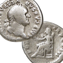 VESPASIAN Commemorates &#39;Return of Peace&#39; &quot;Pax&quot; in 70 AD Roman Empire Silver Coin - £96.43 GBP