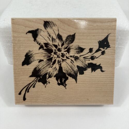 2808L Winter Glow! Rubber Stamp Penny Black 2003 Poinsettia Flower Wood-Mounted - $14.84