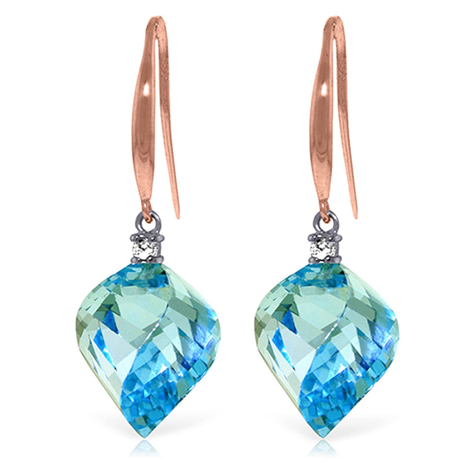 Galaxy Gold GG 14k Rose Gold Fish Hook Earrings with Diamonds and Twiste... - $975.14