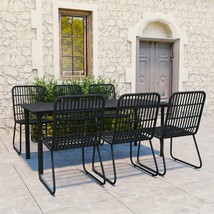  Dining Set Black Poly rattan, powder-coated steel, glass - $1,788.94 CAD