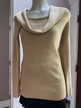 INC International Concepts Women&#39;s Top Pullover Gold Metallic Size M C2 - £23.73 GBP