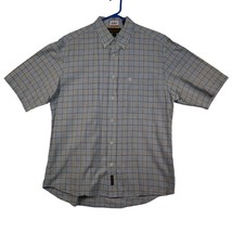 Timberland Shirt Mens Large Blue Tan Weather gear Outdoor Workwear Button Up - £20.55 GBP
