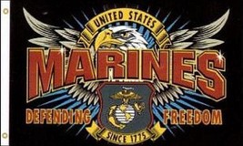 Marine Defender Black Flag - 3x5 Ft - $19.99