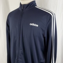 Adidas Track Jacket Warm Up Men&#39;s XLT Full Zip Navy Blue Poly Knit Gym F... - $19.99