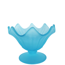 Vintage Westmoreland Blue Satin Glass Pedestal Footed Compote - $29.99