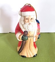 Santa Claus Father Christmas with Gifts Ornament/Figurine 4 3/4&quot; Tall Porcelain - $4.94