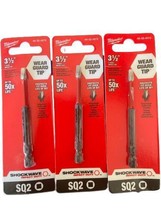 Milwaukee Tool  - Shockwave #2 Square Power Bit - 3.5&quot; - 3 Pack - 48-32-... - £12.73 GBP