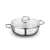 LaModaHome Korkmaz Stainless Steel Short Stock Pot with See Through Glass Lid Di - £53.97 GBP