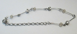 Estate Find Signed COOEE Bracelet Silver Tone Daisy Flowers and Beads 9&quot; - £9.01 GBP