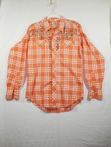 Vintage Kenny Rogers Karman Orange Plaid Long Sleeve Pearl Snap Western Shirt M - £19.91 GBP