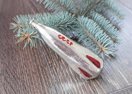 Missile 1960s Christmas glass vintage ornament, Christmas glass decoration - $16.13