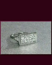 Art Deco 2.50 Ct Round 2 Diamond Vintage Wedding Ring 14K White Gold Plated - £85.63 GBP