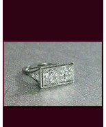 Art Deco 2.50 Ct Round 2 Diamond Vintage Wedding Ring 14K White Gold Plated - £86.04 GBP