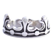 Princess Crown Ring Stainless Steel Fleur de Lis French Queen Band Sizes 5-12 - £7.90 GBP