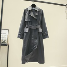 Ew fashion 2023 fall autumn casual double breasted simple classic long trench coat with thumb200