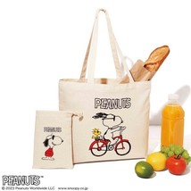 Peanuts Snoopy Lightweight tote bag & drawstring set 32 × 44 × 10cm - $48.22