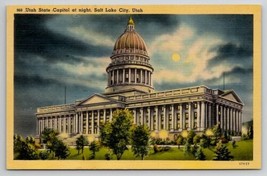 Salt Lake City Utah State Capitol at Night Postcard E24 - £7.43 GBP