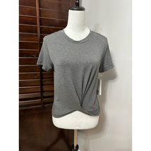 Zella Womens Shirt Top Gray Short Sleeve Crew Neck Twist Front Active S New - $24.06