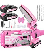 Mini Chainsaw 6-Inch Battery Powered - Pink Cordless Electric Handheld C... - $32.99