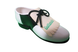 Russ Tee Rific Caddy Golfaholic Ceramic Golf Shoe #8992 6.5&quot;L White Black - £8.60 GBP