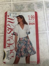 Butterick See and Sew Sewing Pattern 5424 Blouse and Shorts size 6 8 10 12 14 - £13.51 GBP
