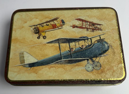 Vintage History Of Early Flight Themed Metal Tin 5.5” x 3.5” - $17.81