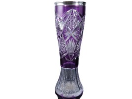 Antique 800 Silver Mounted Amethyst Cut to clear Vase - £331.09 GBP