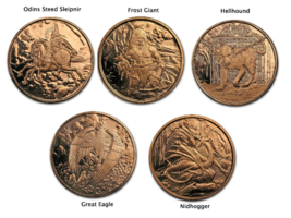 Nordic Creatures Complete Set 1 Ounce Copper Rounds  - £19.58 GBP