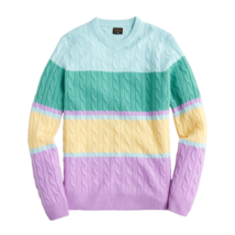 NWT J.Crew Men&#39;s Cashmere Cable-knit Sweater in Pastel Stripe Pullover M - $108.90