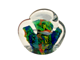 Paperweight Murano Art Glass Fish Aquarium Shell-shaped Multi-colored 2.... - $26.98