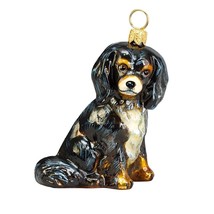 Black and Tan Cavalier King Charles Spaniel Dog Polish Glass Christmas Ornament - $78.99