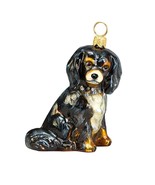Black and Tan Cavalier King Charles Spaniel Dog Polish Glass Christmas O... - £62.13 GBP