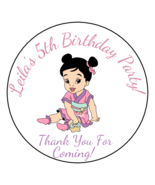 12 Personalized Baby Mulan Birthday Party Stickers Favors Labels tag 2.5... - £9.58 GBP