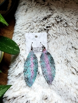 Hand painted leather feather earrings, multiple choices - £14.42 GBP