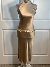 VERA WANG  Luxury Gold Silk Dress with Gold Sequins Size S - $227.30