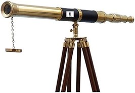 NauticalMart Floor Standing Brass - Leather Admiral Telescope 60&quot; - Nautical Hom - $199.00