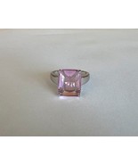 Pink Colored Gem Ring Silver Colored Band Size 8-10 - £18.24 GBP