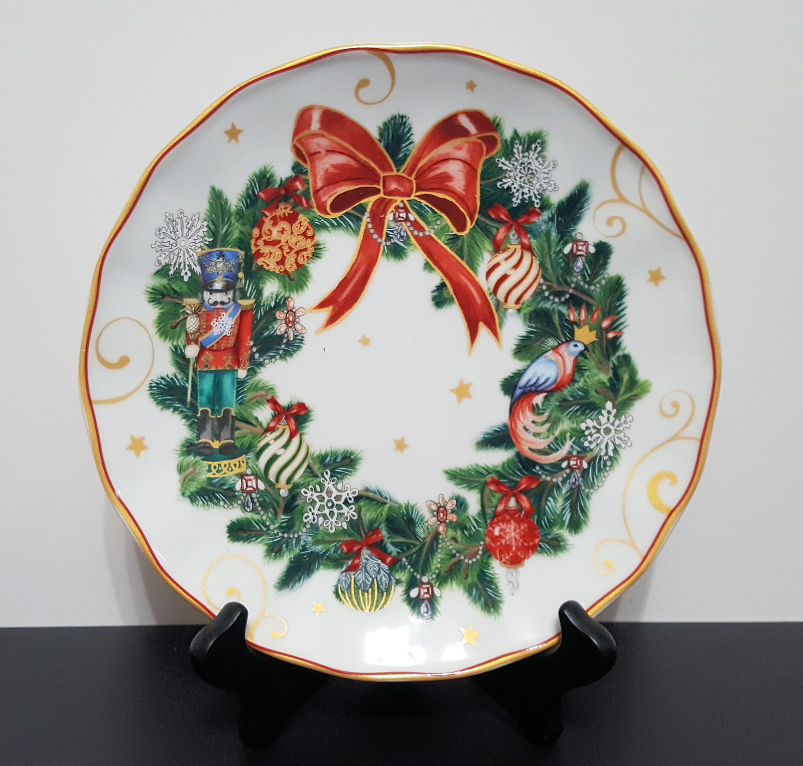 Primary image for NEW Williams Sonoma Twas the Night Wreath Salad Plate 8.25" Porcelain 