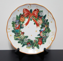 NEW Williams Sonoma Twas the Night Wreath Salad Plate 8.25&quot; Porcelain  - £39.17 GBP