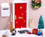 17 Pieces Christmas Elf Wooden Fairy Set Mini Wooden Tiny Door With Chri... - $19.99